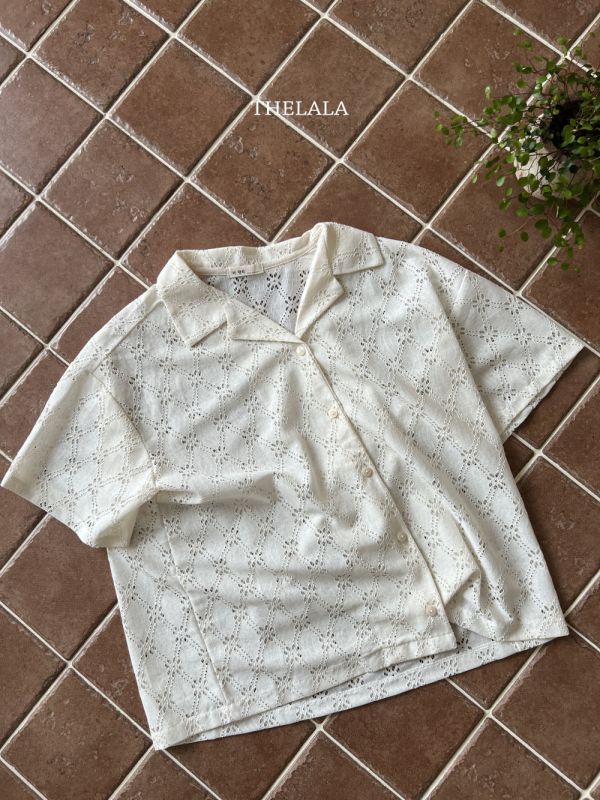 親子系列 雕花菱格度假風襯衫/洋裝 