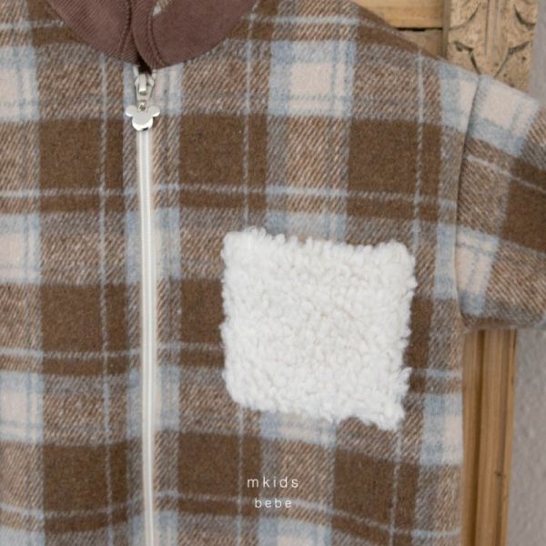 泰迪色復古格紋寶寶連身衣 