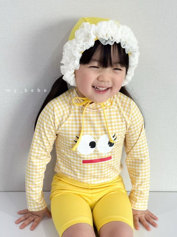 夏日表情寶貝 兩件式長袖防曬游泳服 