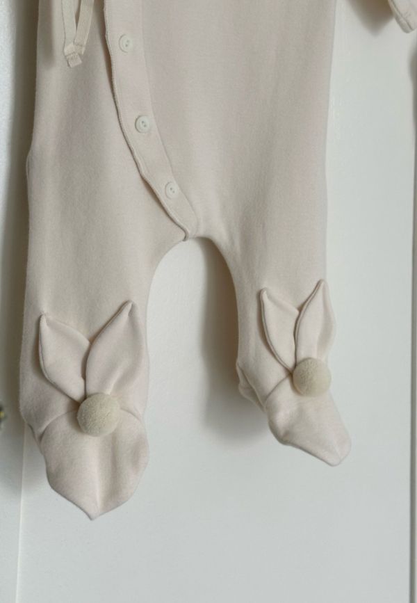 小兔兔毛球寶寶踩腳連身服(帽另售) Monbebe Korea,monbebe,laurababy,蘿拉衣櫥,仙女媽咪親子裝