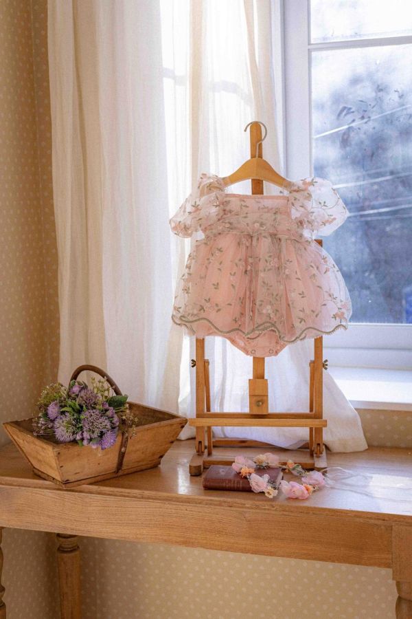 Bebe 童話公主玫瑰刺繡紗裙寶寶套裝 