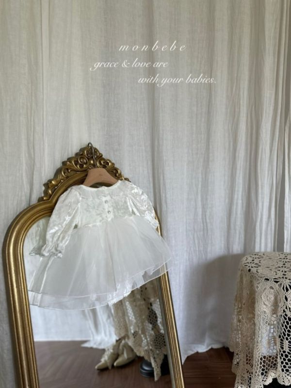 小天使蕾絲紗洋裝 象牙色包屁裙 