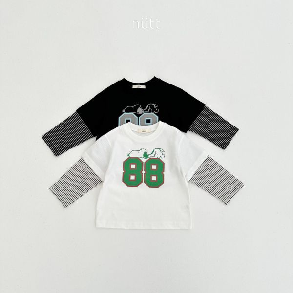 史努比條紋假兩件長袖上衣 