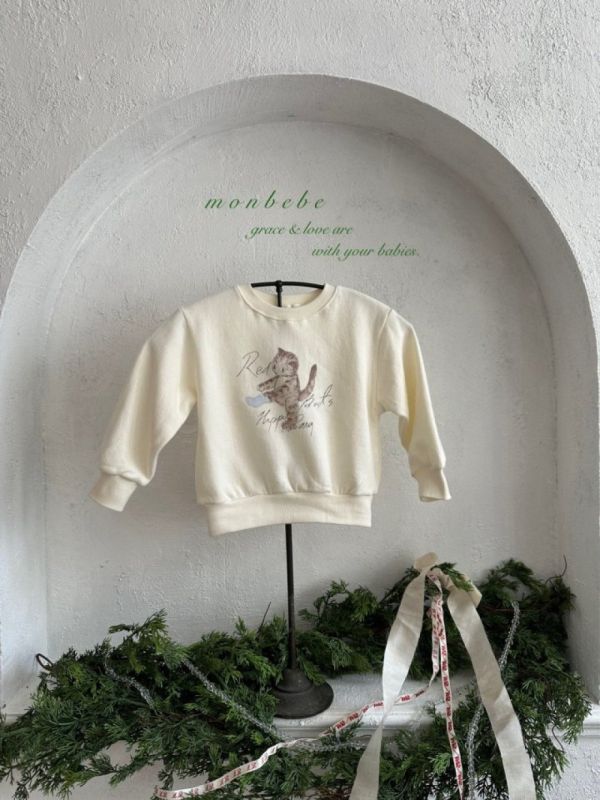 親子系列 貓咪插畫印花長袖衛衣 包屁衣」 