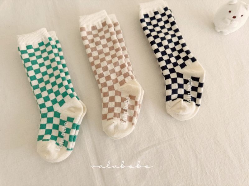 棋盤格襪襪 3件組售 