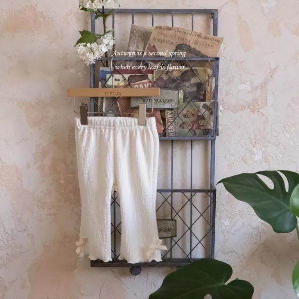 蝴蝶結麻花紋理喇叭褲 