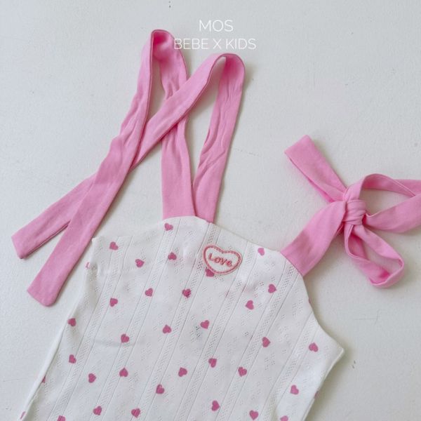 現貨 Bebe-綁帶蝴蝶結愛心包屁衣 姊妹裝 