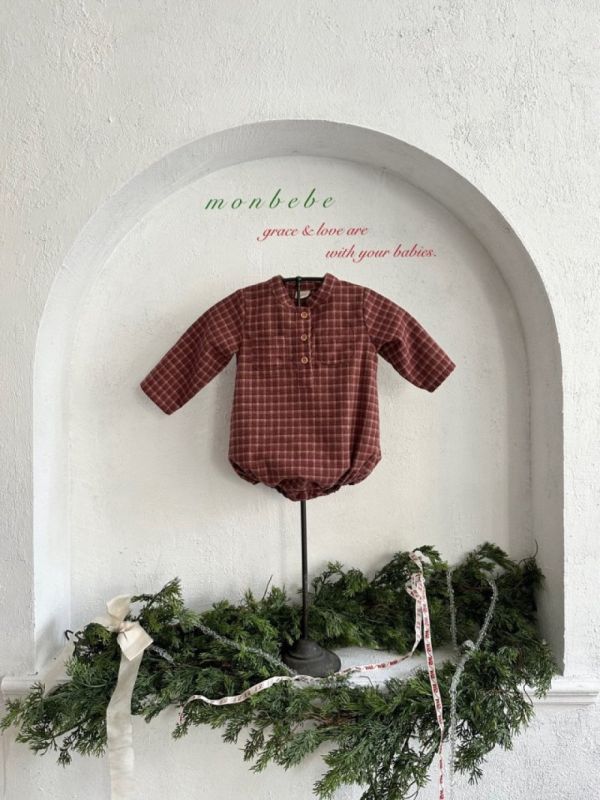 男寶款 英式格紋小立領連身衣 