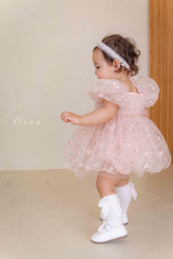 Bebe 童話公主玫瑰刺繡紗裙寶寶套裝 