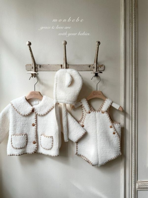 小熊系縫線邊絨毛外套 