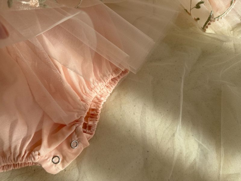 唯美珊瑚粉花朵刺繡洋裝 姊妹款 