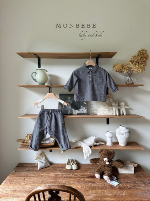 格紋反摺設計休閒長褲 