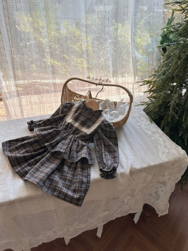 小童款 法式格紋洋裝 