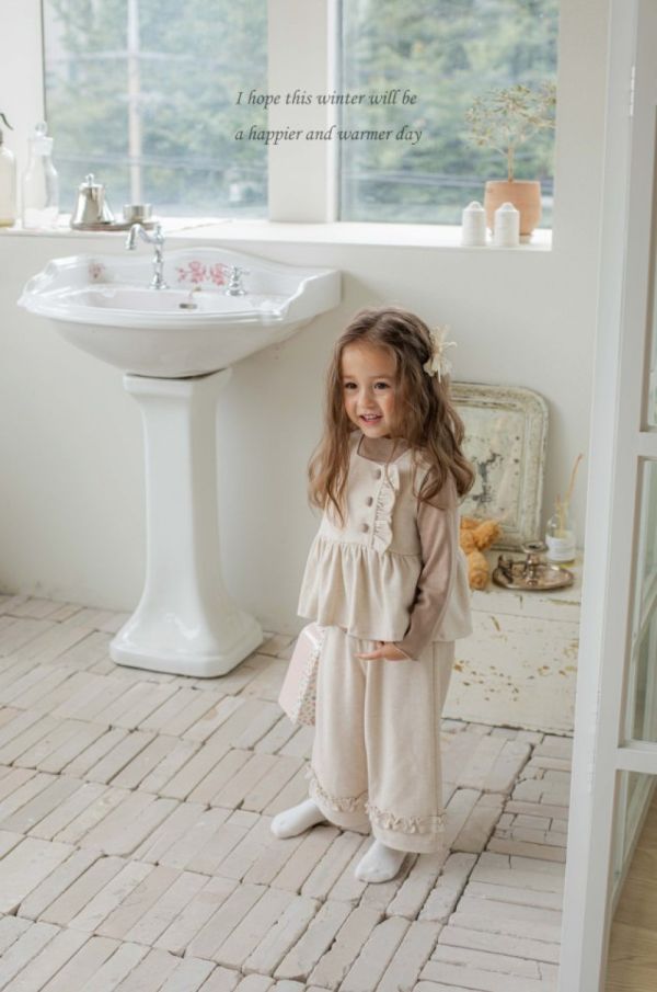 荷葉抓褶設計鬆緊寬褲 