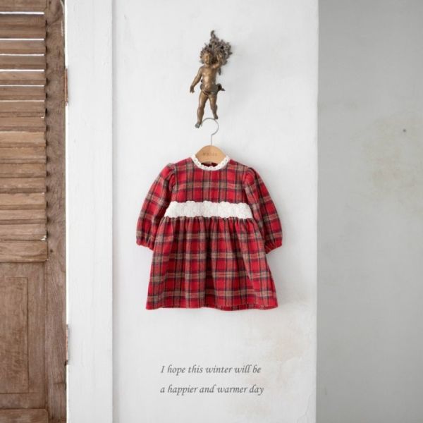英倫復古紅格紋洋裝 包屁衣 