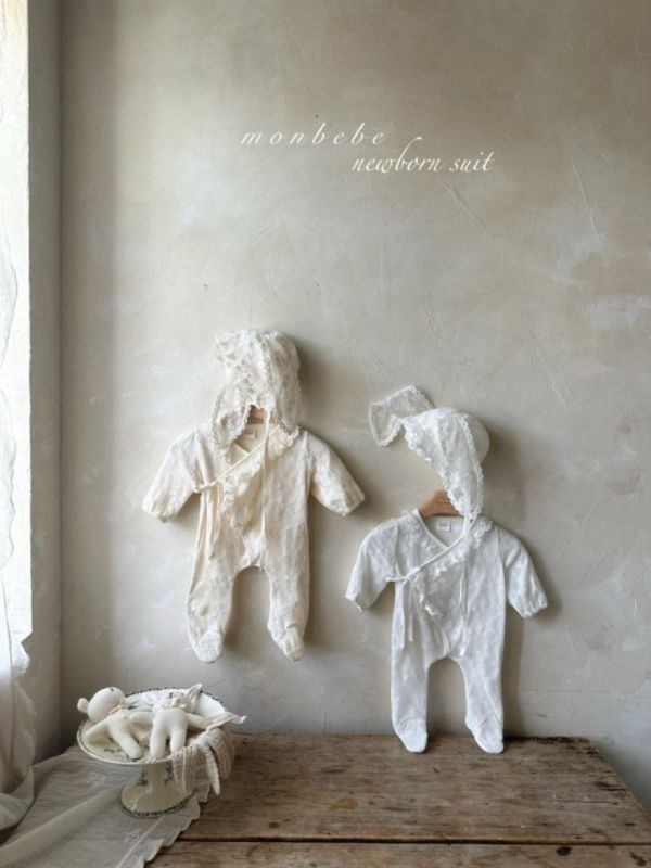 提花荷葉領包腳連身衣 