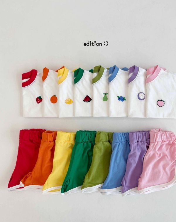 現貨 繽紛水果彩色運動服套裝(衣+褲) 韓國童裝現貨