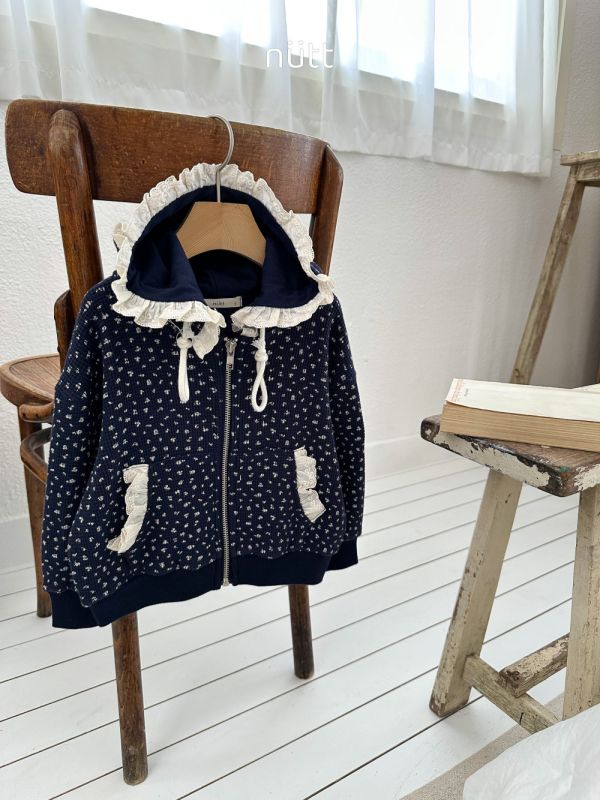 荷葉邊碎花連帽外套 