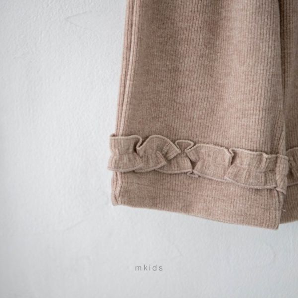 荷葉抓褶設計鬆緊寬褲 