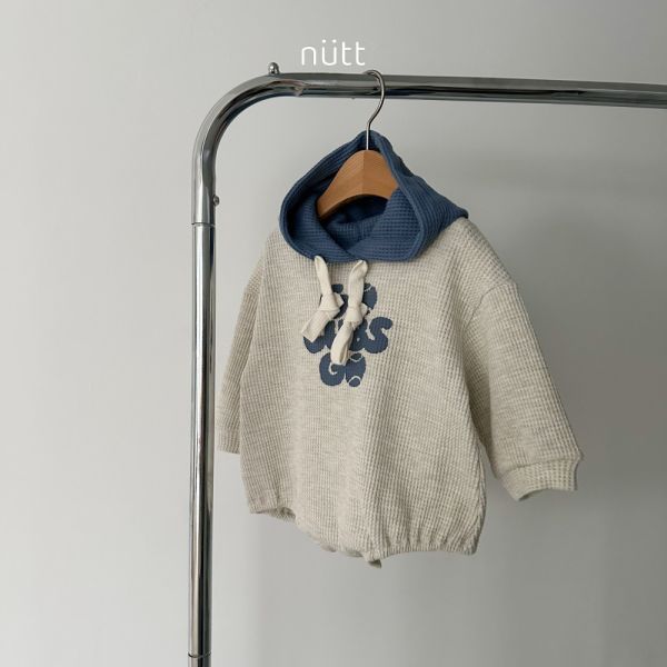 刺繡華夫格連帽T恤包屁衣 