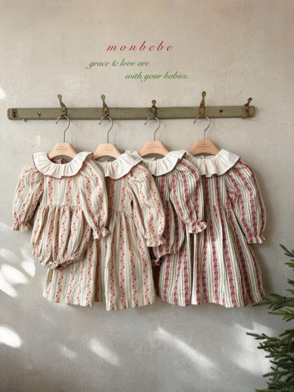 小童款 南法田園風碎花紋理洋裝 姊妹裝 