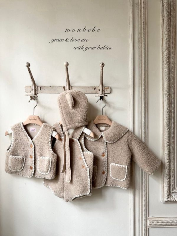 小熊系絨毛綁繩帽 