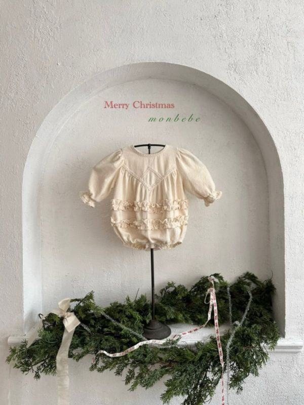 親子系列 奶油色波浪層次感包屁衣 洋裝 