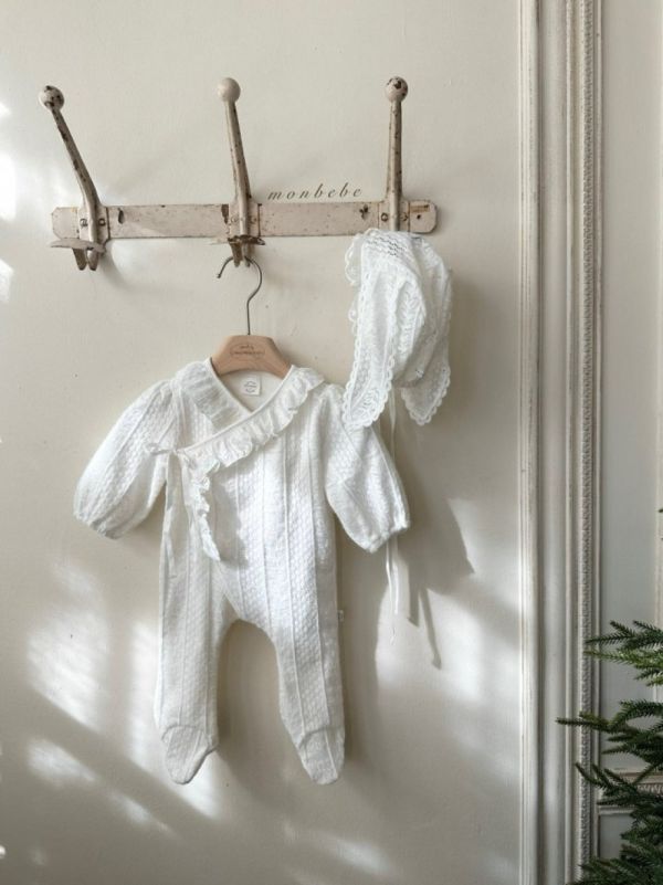 麻花針織紋理寶寶踩腳連身服(帽另售) 