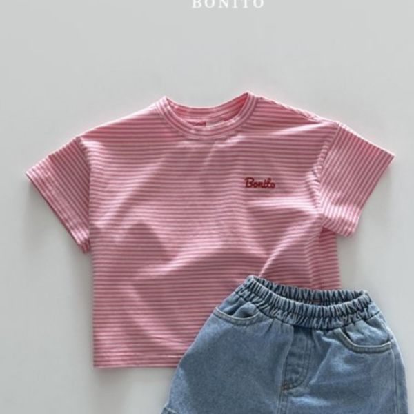 圓領細條紋短袖T 