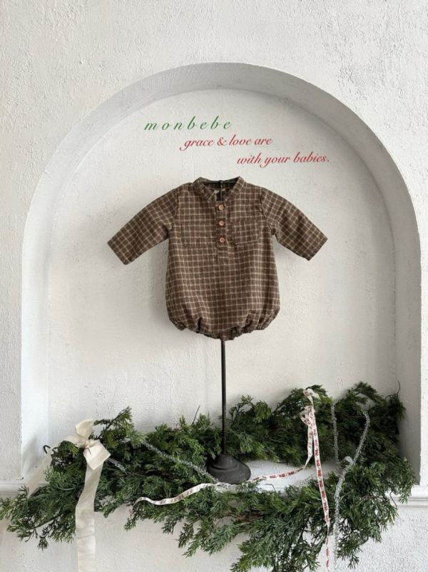 男寶款 英式格紋小立領連身衣 