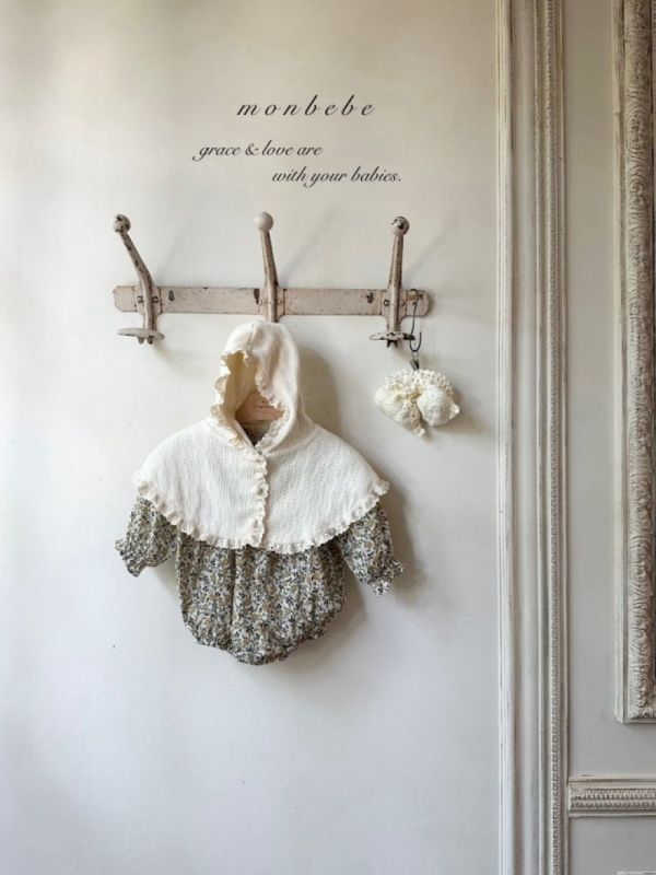 針織蕾絲花邊連披風 monbebe korea,monbebe,童裝代購