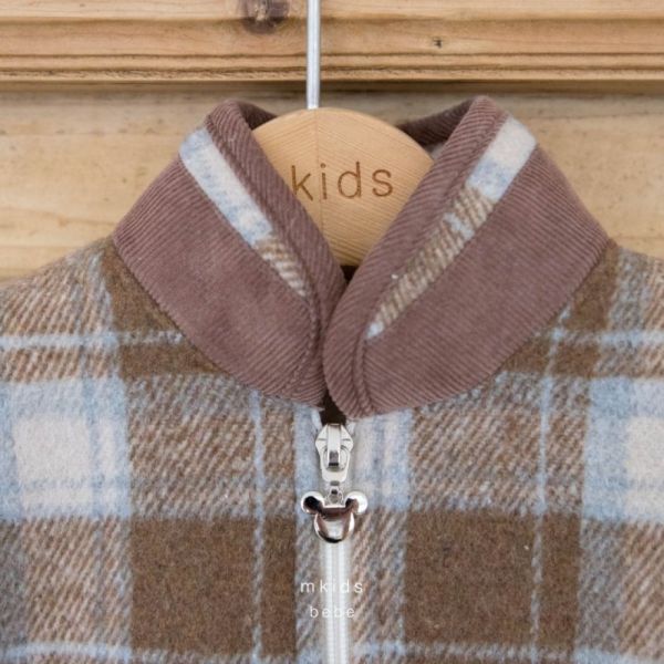 泰迪色復古格紋寶寶連身衣 