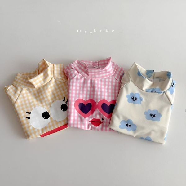 夏日表情寶貝 兩件式長袖防曬游泳服 