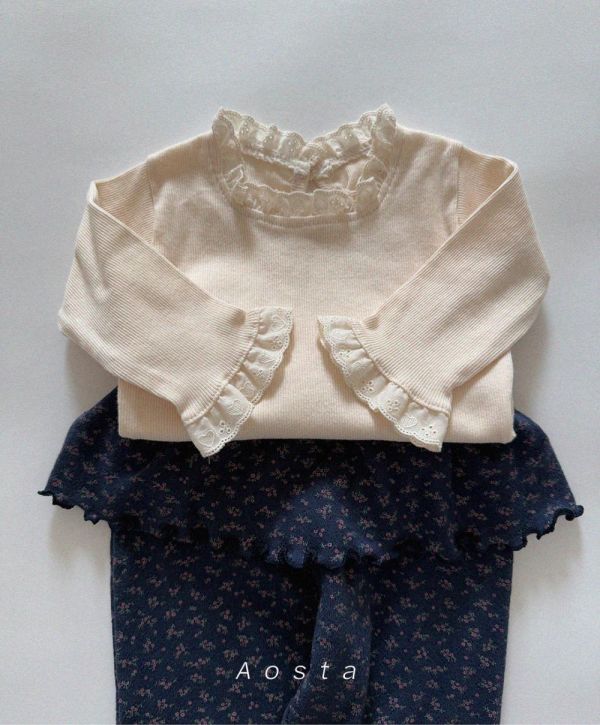 花仙子 小碎花氣質上衣蕾絲領 Aosta,韓國童裝代購,蘿菈衣櫥,Laurababy,韓系童裝,小碎花,Aosta春裝