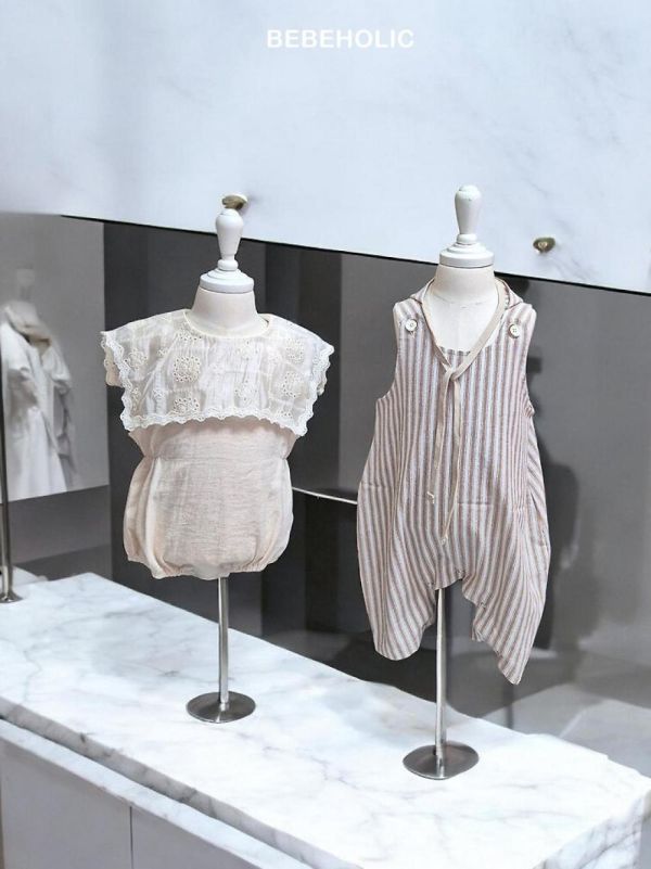 寶寶海軍風線條寬版吊帶 Bebe holic Korea,韓國童裝,韓國Bebe holic,奶茶系寶寶,女寶穿搭