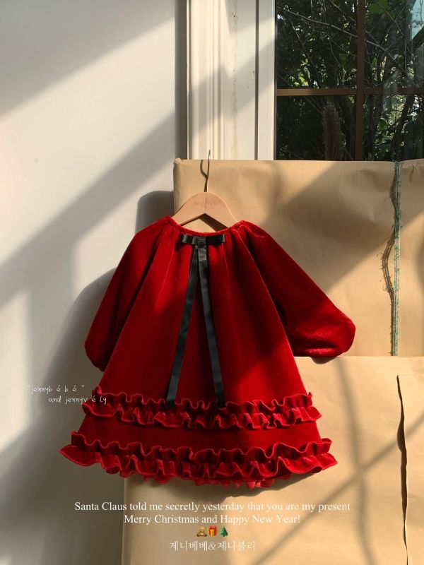 絲絨聖誕紅溫柔氣質連衣裙 