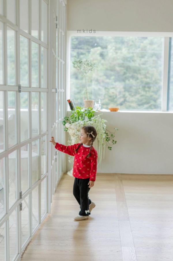 羅紋蝴蝶結喇叭褲 