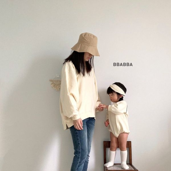 版型很好看的親子長袖落肩大學T BBABBA Korea,童裝,韓國童裝