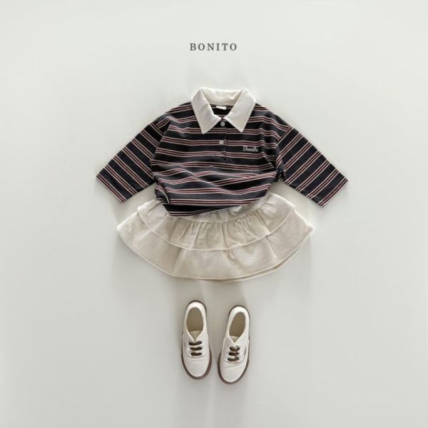 撞色領條紋 Polo 衫 