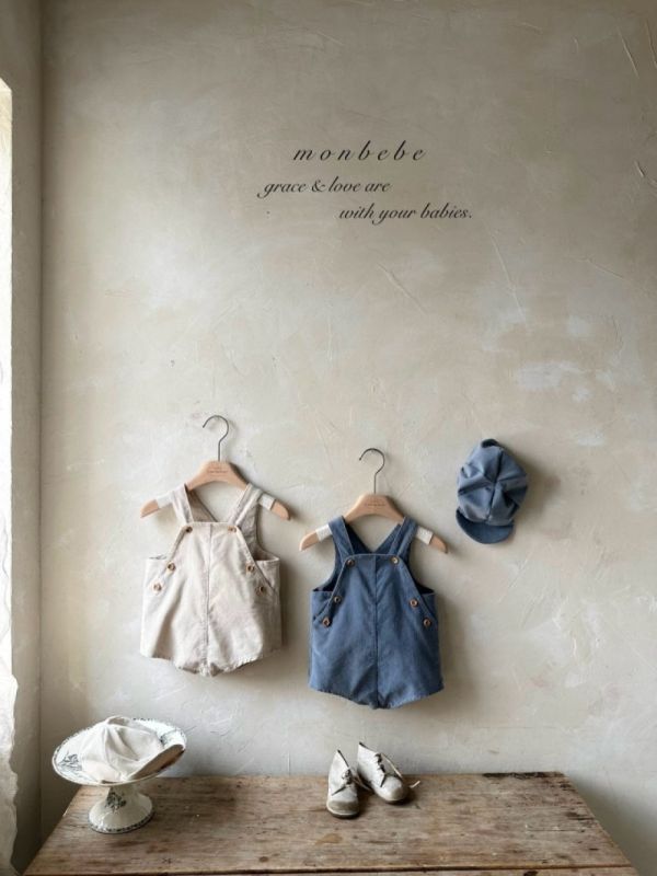 經典燈芯絨鈕扣吊帶褲 帽子另售 