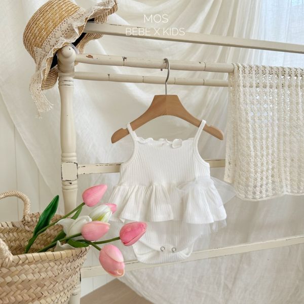 現貨 Bebe-卷邊層次舞裙包屁衣 姊妹裝 