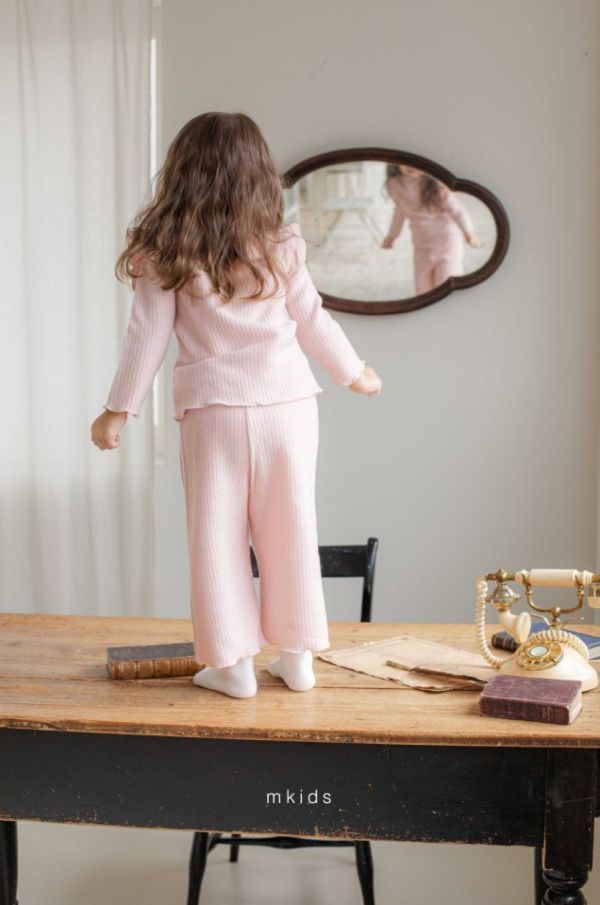 木耳邊羅紋棉居家套裝 