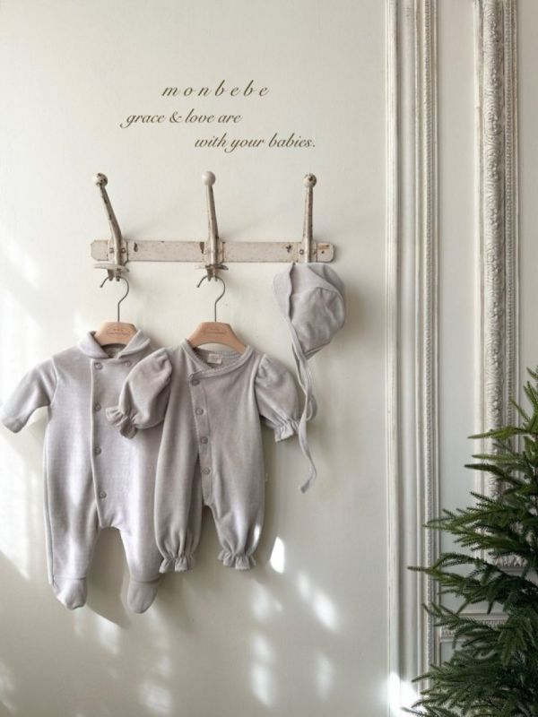 寶寶綁帶棉絨軟帽 