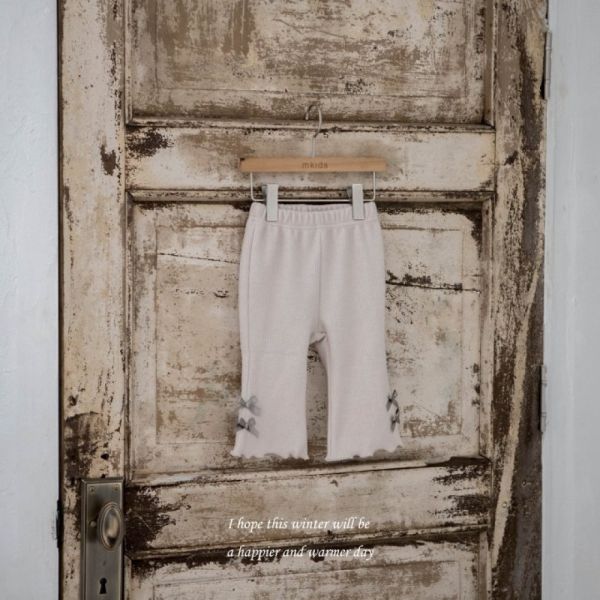 愛麗絲雙蝴蝶結棉質喇叭褲 