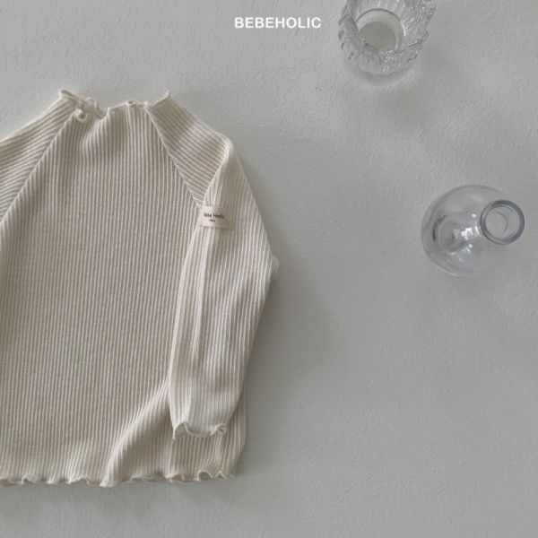螺紋捲邊單色好搭長袖上衣 2025韓國秋季童裝新品,質感童裝,Bebe holic,奶茶寶寶穿搭