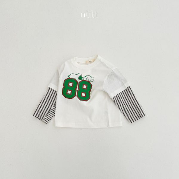 史努比條紋假兩件長袖上衣 