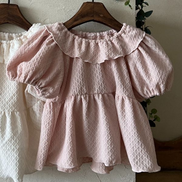菱格紋泡泡袖洋裝 姊妹裝 