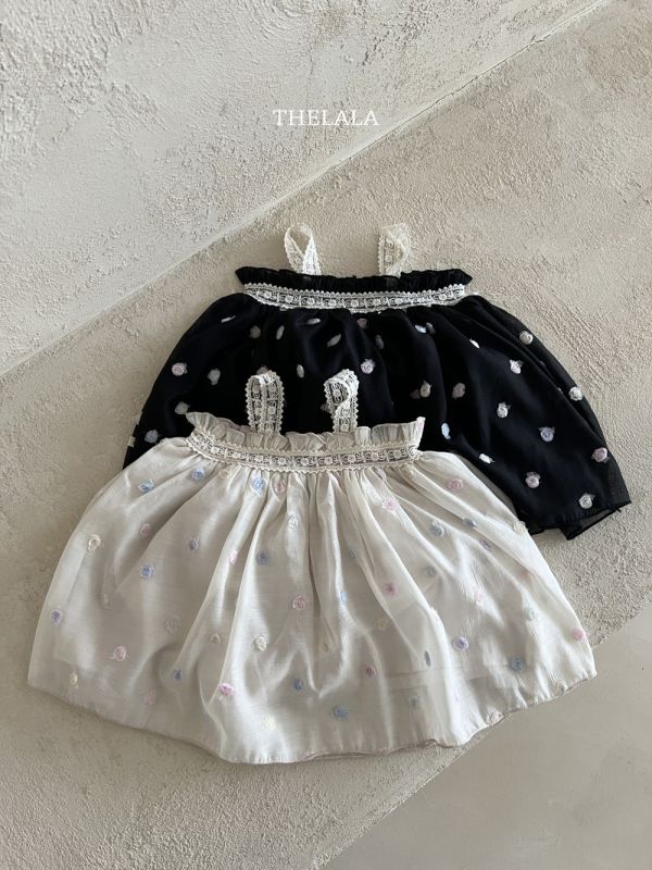 棉花糖點點吊帶洋裝 姊妹裝 帽子另售 