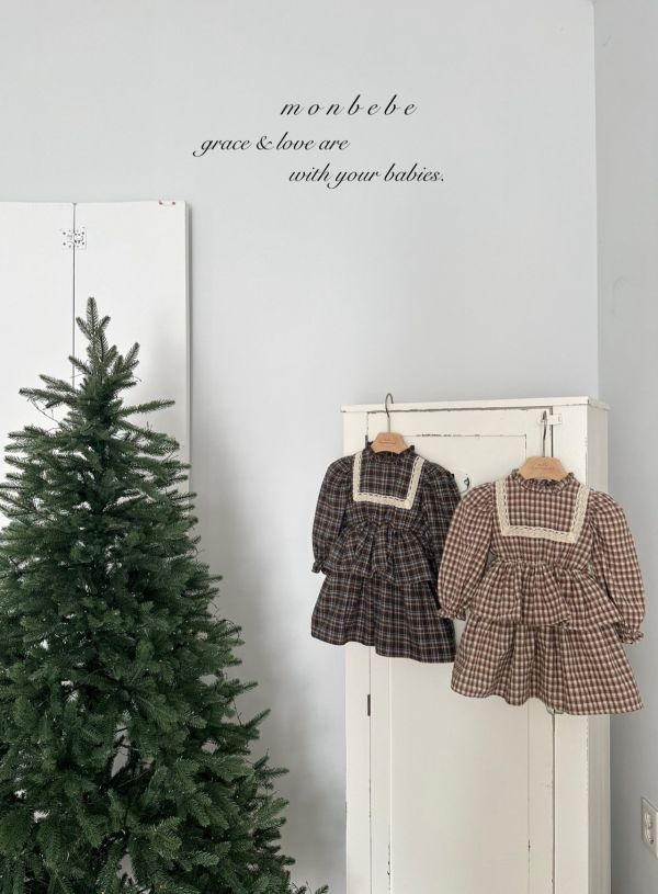 小童款 法式格紋洋裝 