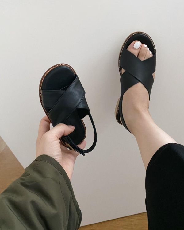 親子系列 夏日交叉真皮涼拖（兒童PU） 